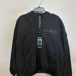 Men Tommy Hilfiger Black Jacket Size Extra Large 