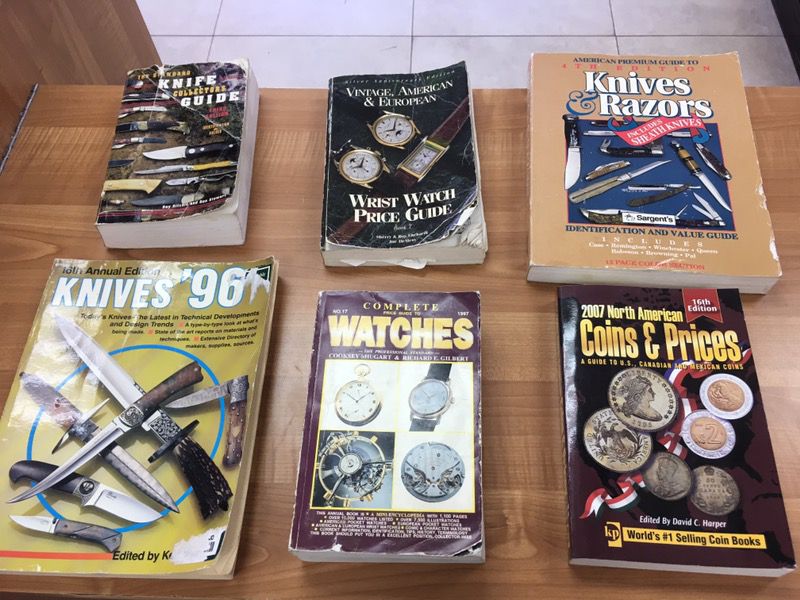 Vintage books on knives and watches