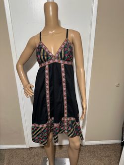 Black Floral Print Mini Dress SpagBlack Floral Print Mini Dress Spaghetti Straps