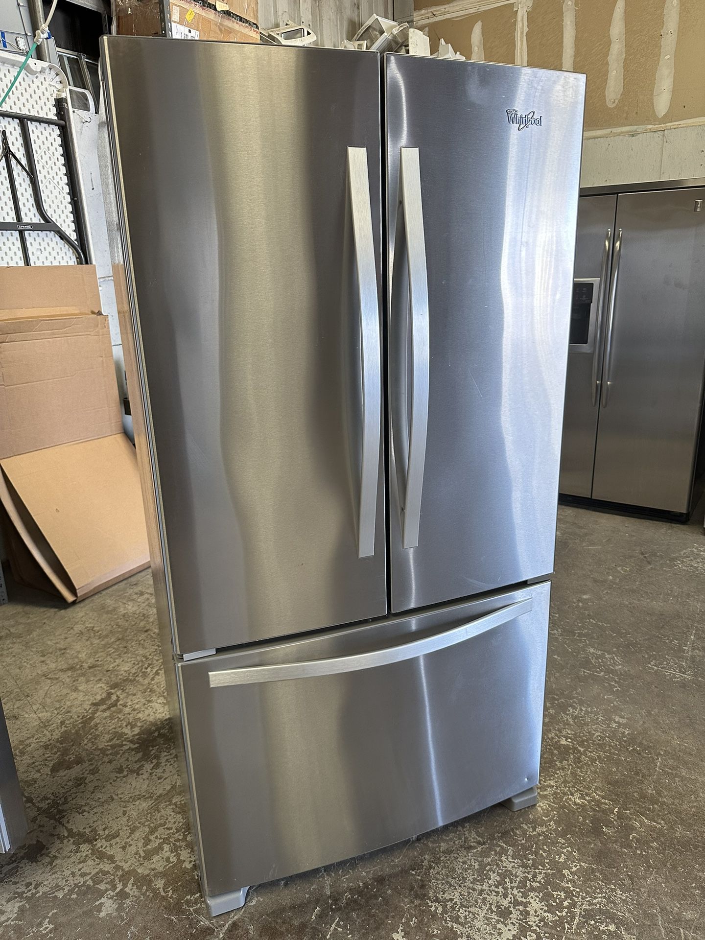French door stainless Whirlpool with icemaker can deliver
