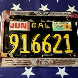 Vintage Original '63 Era Black & Yellow Motorcycle License Plate