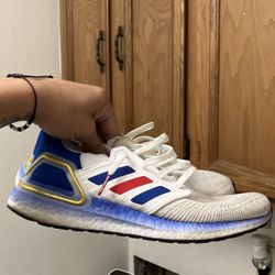 [mens size 9] Adidas Ultraboost 20 USA Edition Mens Running Shoes White Red Blue FY9039