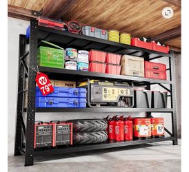 4-Tier Storage Rack with flat metal shelves