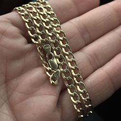 Solid 10K Gold Curb Cuban Chain