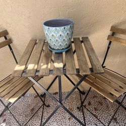 Patio Table Set With Wine Rack Serving Side Table 