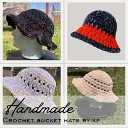 Handmade Crochet Bucket Hats – Custom Sizes & Colors