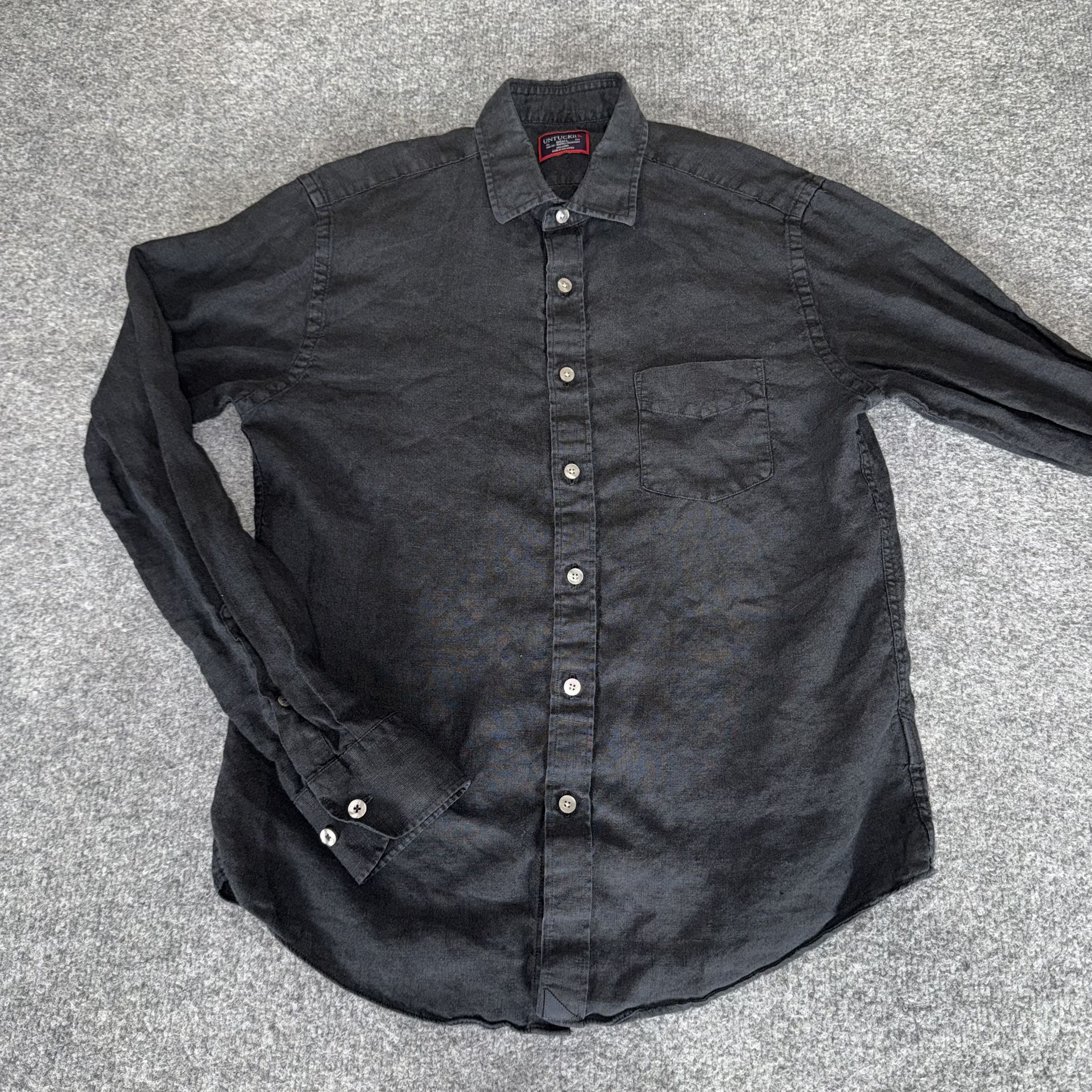 UNTUCKit Shirt Mens Small Black Slim Linen Button Up Casual Lightweight Summer