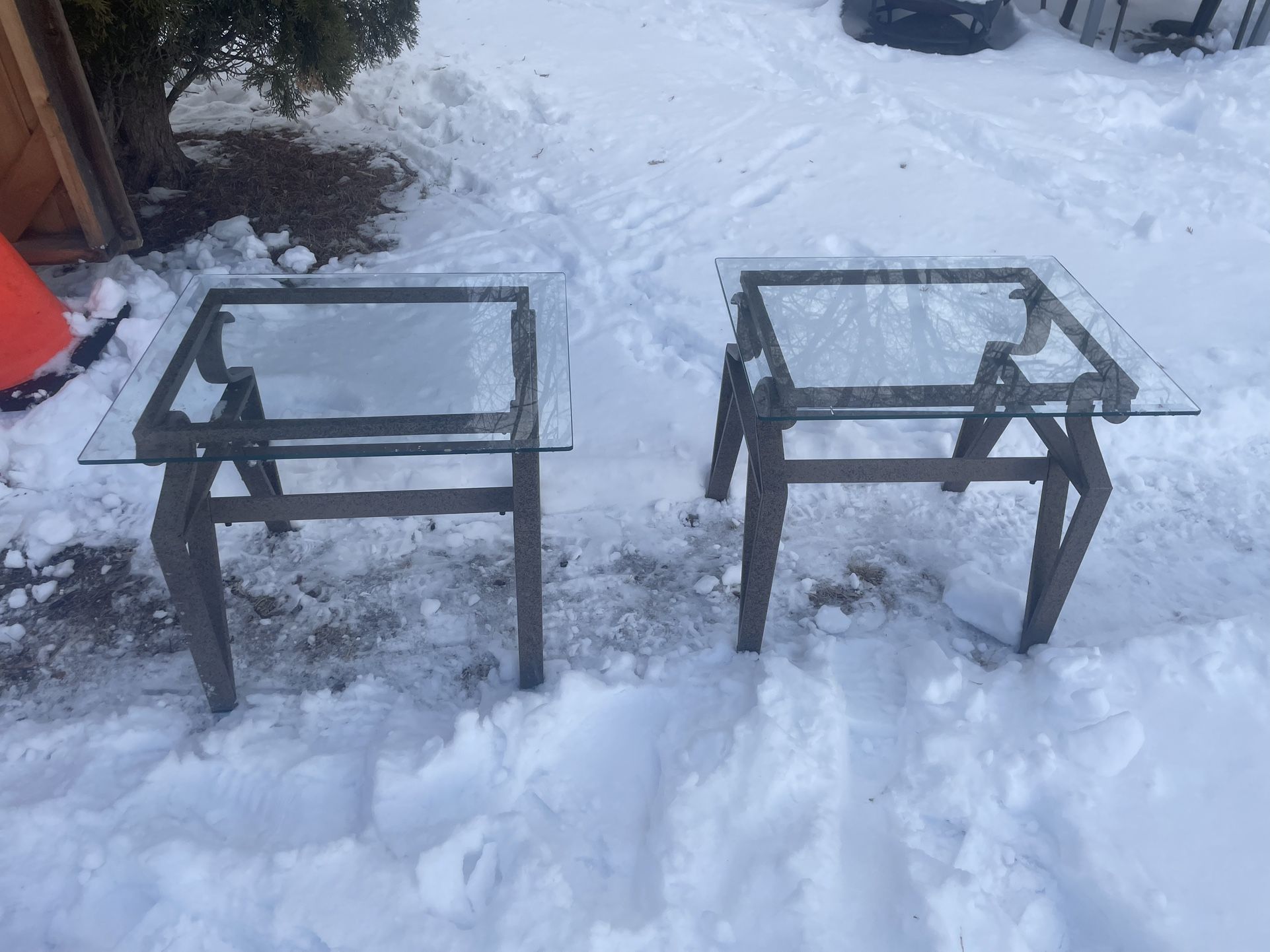 Beveled Glass End Tables