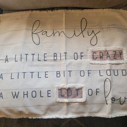 Brand New Family Wall Tapestry a Little Bit of Crazy Decorative Wall Canvas Decor 36" W x 25" H