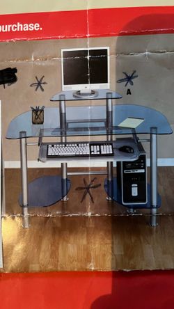 Blue Glass Desk. Beautiful Desk. No Chips. No Cracks. All Parts Are Together. I Do have It Broke Down For Quick Removal But All Parts Are Here. 
