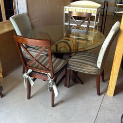 Glass Dining Table with Chair Set (Includes 2  Glass Tabletops)