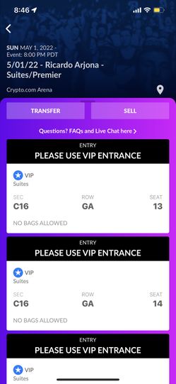 RICARDO ARJONA VIP SUITE TICKETS 