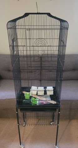 Bird cage on rolling stand