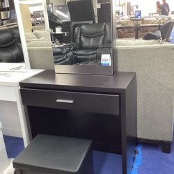 Small Brown Vanity With Stool 