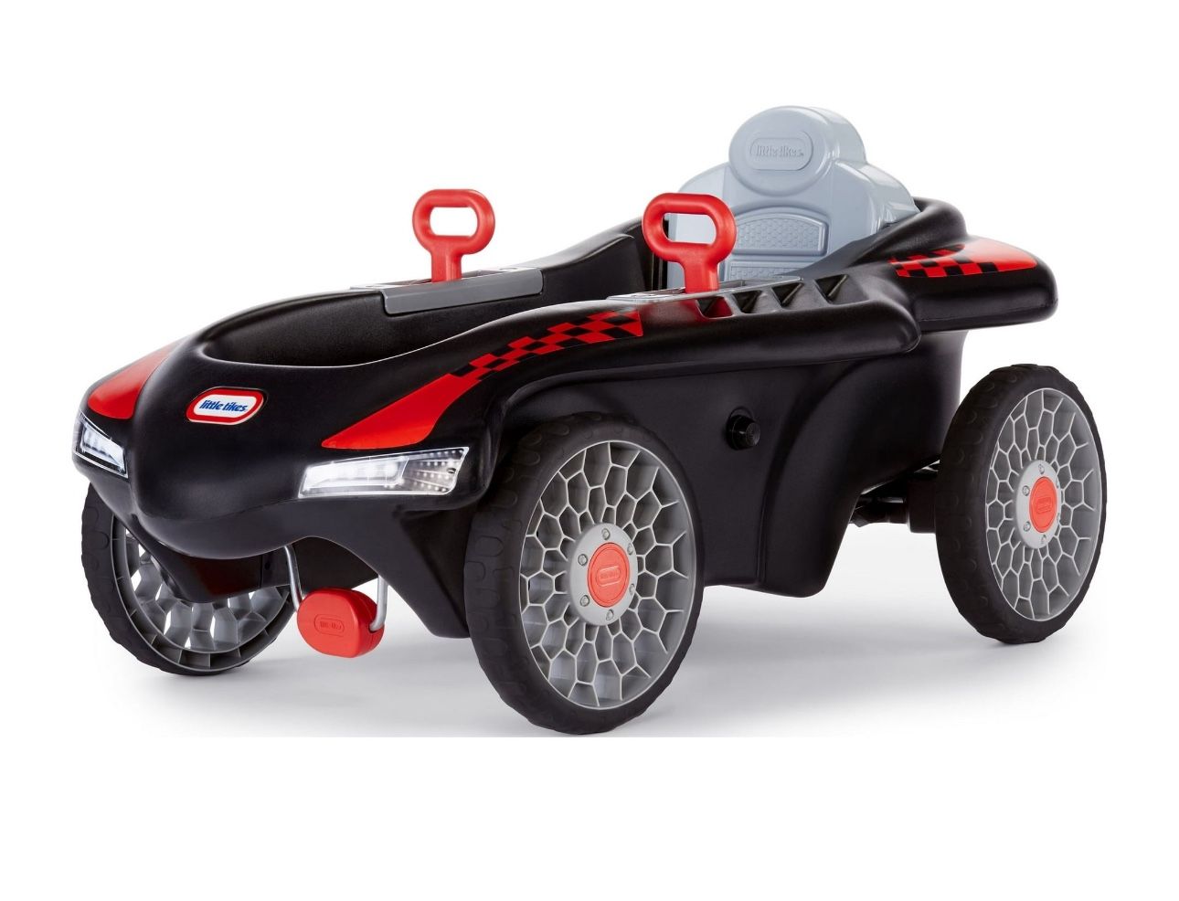 Little Tikes Jett Car Racer Ride-on Pedal Car in Black and Red, Adjustable Seat Back, Dual Handle Rear Wheel Steering - Kids Boys Girls Ages 3 to 7 Ye