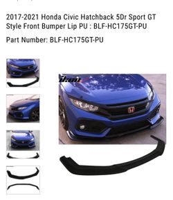 2017-2021 Honda Civic Hatchback 5Dr Sport GT Style Front Bumper Lip PU: BLF-HC175GT-PU