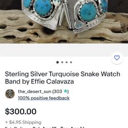 Sterling Silver Snake Watch Band. 