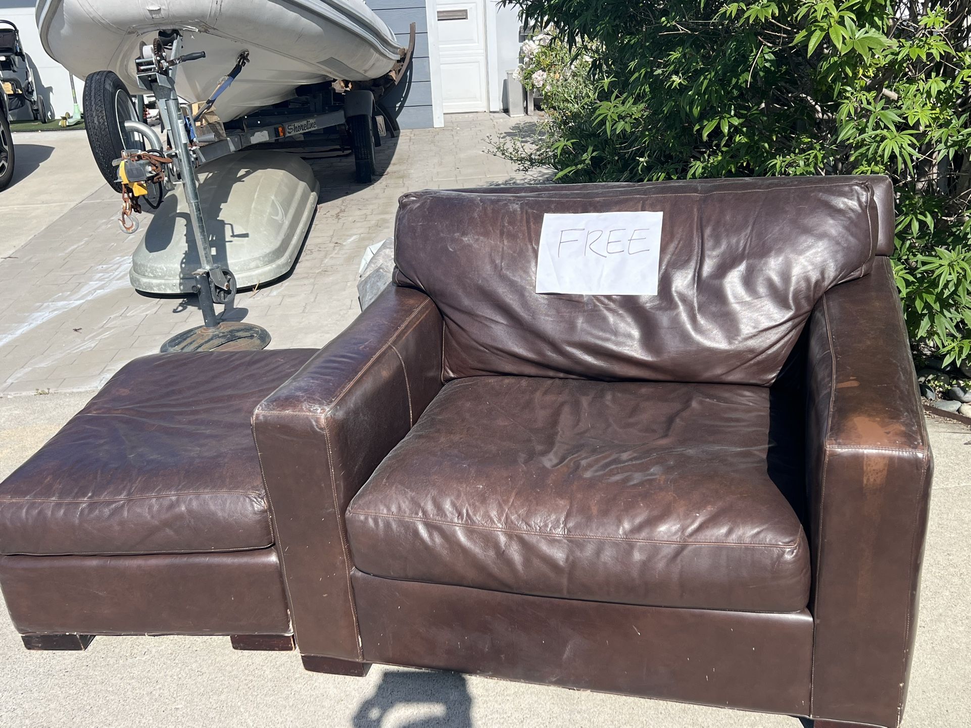 Crate And Barrel Leather Chair And Ottoman