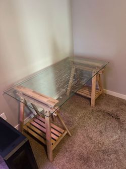 IKEA GLASS TOP DESK