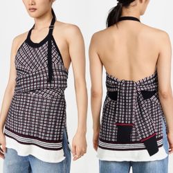 3.1 Phillip Lim Plaid Knit Jacquard Halter Top
