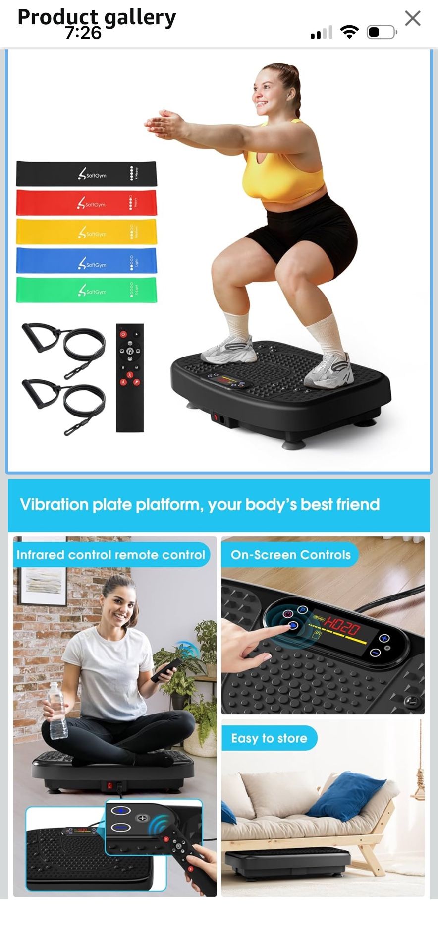 SoftGym Vibration Plate Exercise Machine for Lymphatic Drainage,Power Vibrate Stand Shake Board 450 Lbs Capacity Whole Body Workout Waver with Fitness