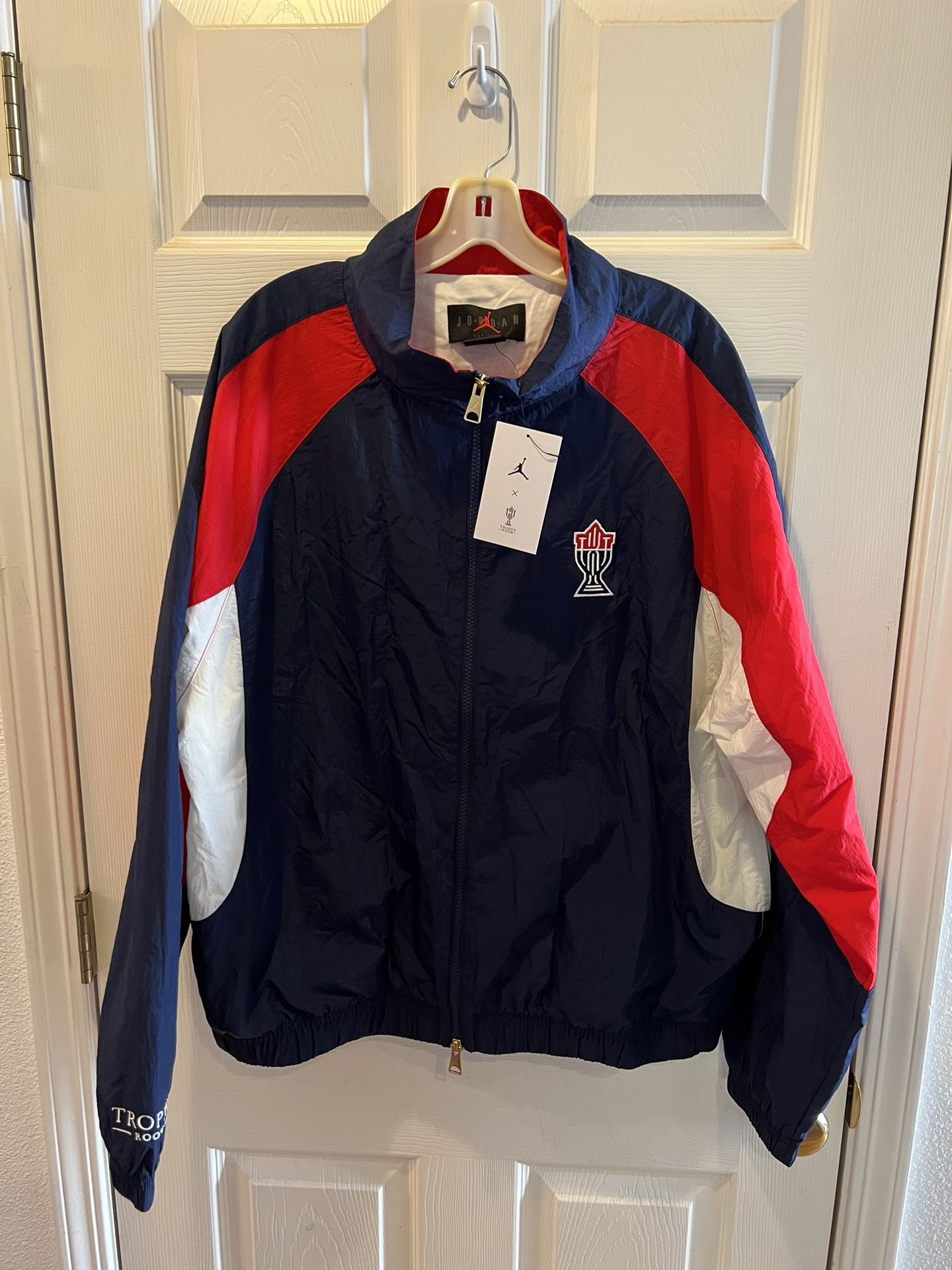 Air Jordan x Trophy Room USA Woven Track Jacket DR2954-410 Men's Size Large NWT