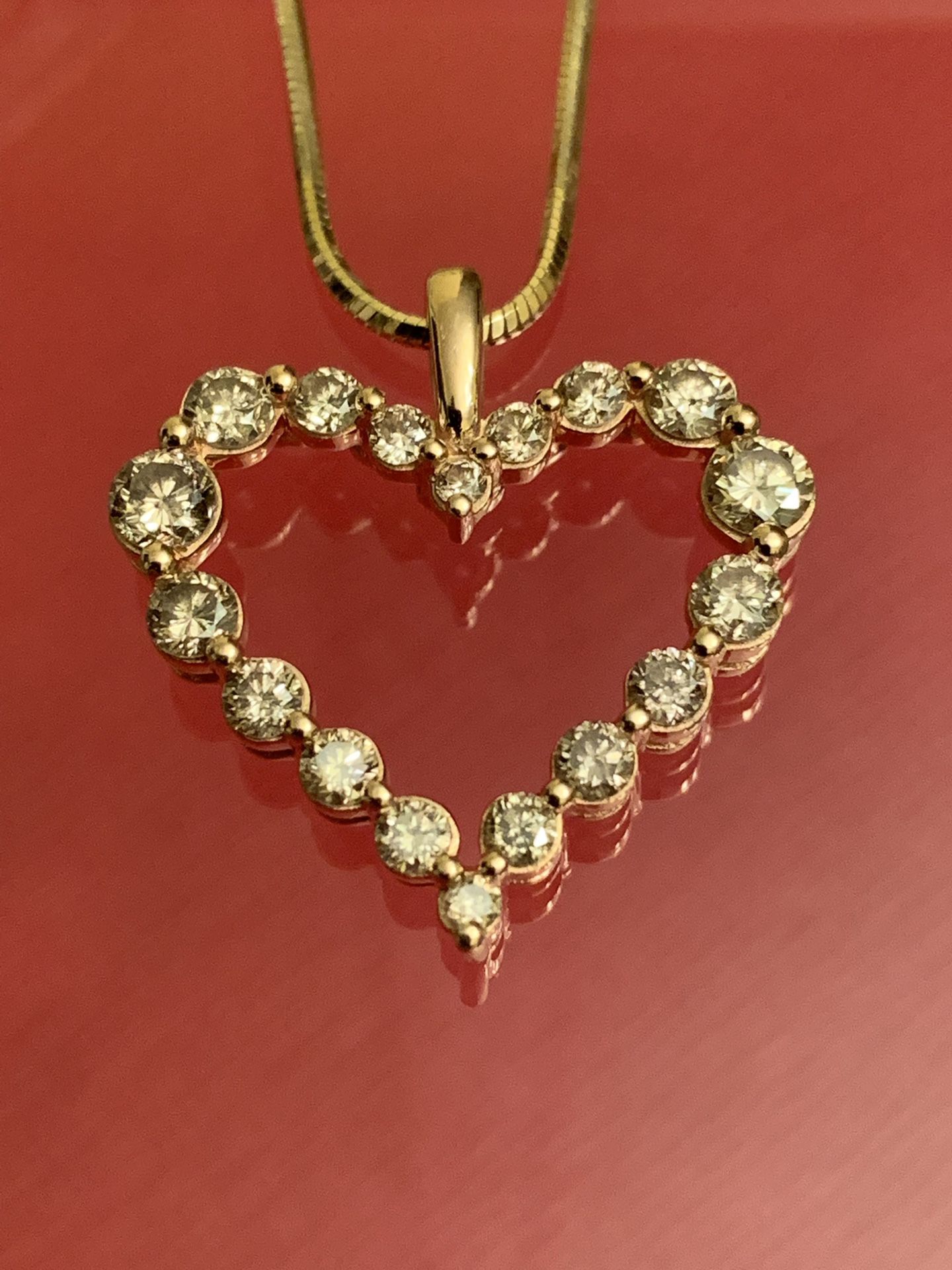 14k Gold Necklace w/ 1.00ctw 18 Brown Diamond 10k Rose Gold Pendant