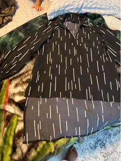 Black and White Dash Print Long Sleeve Blouse
