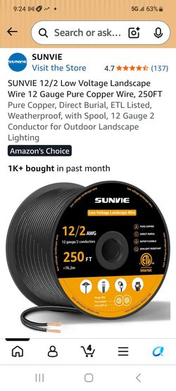Landscape wire 12 2  low voltage 250 ft