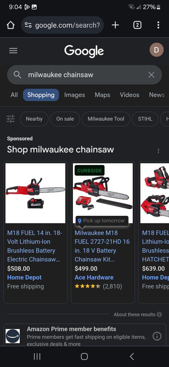 Milwaukee Chainsaw Worth 400 For 180