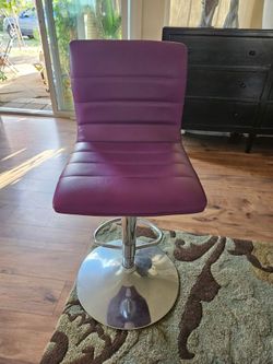 purple contemporary faux leather adjustable bar stool