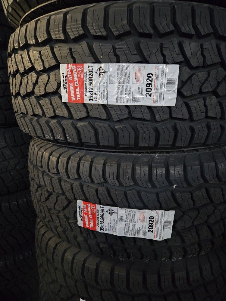 (4) 35X12.50R20 Summit A/T Tires 35 12.5 20 Inch AT 10-ply LT E Rated