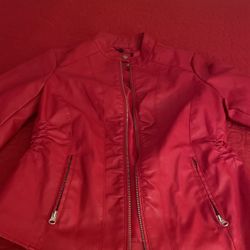 Baccini Red Lathered Women Jacket Size M