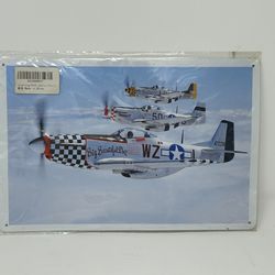 51 Mustang Big Beautiful Doll Metal Sign WWII Fighter Plane Wall Decor 12x8