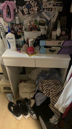 White two-Drawer Vanity Desk