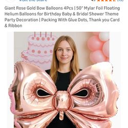 Pink Bow 🎀 50” Mylar (one Inflated And Another Not Used)