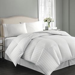 Hotel Grand White Down Comforter 650 Fill Power Classic Solid Queen Elegant Set
