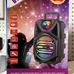 8” Bluetooth Rechargeable Speaker With Microphone & LED Party Ligths 🔊🎶🎤