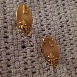 VINTAGE SWANK GOLD TONE ARTIST PALLET CUFFLINKS 