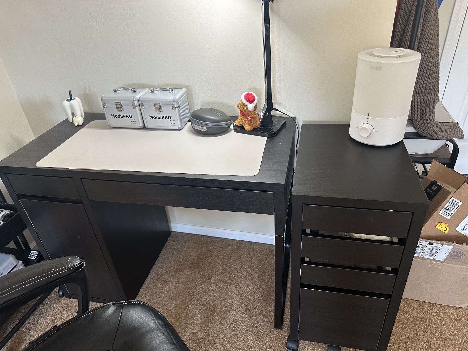 Brown Wood Desk and storage unit