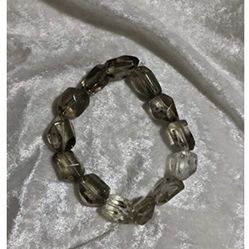 Natural Smoky Quartz Gemstone Faceted Tumbled Beaded Stretch Bracelet