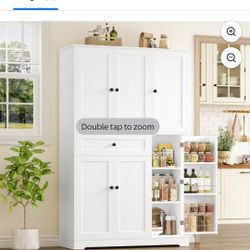 Homfa Kitchen Pantry Storage Cabinet, 68" Food Pantry Cabinet with Drawer and Door Shelf, 6 Door Freestanding Cupboard Buffet for Dining Room, White