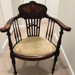 Antique Wood And Upholstery Chair 