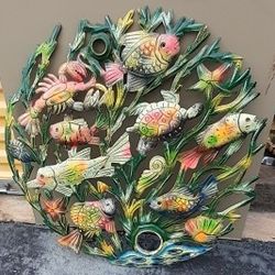 Large Colorful Haitian Metal Sea Life Wall Art