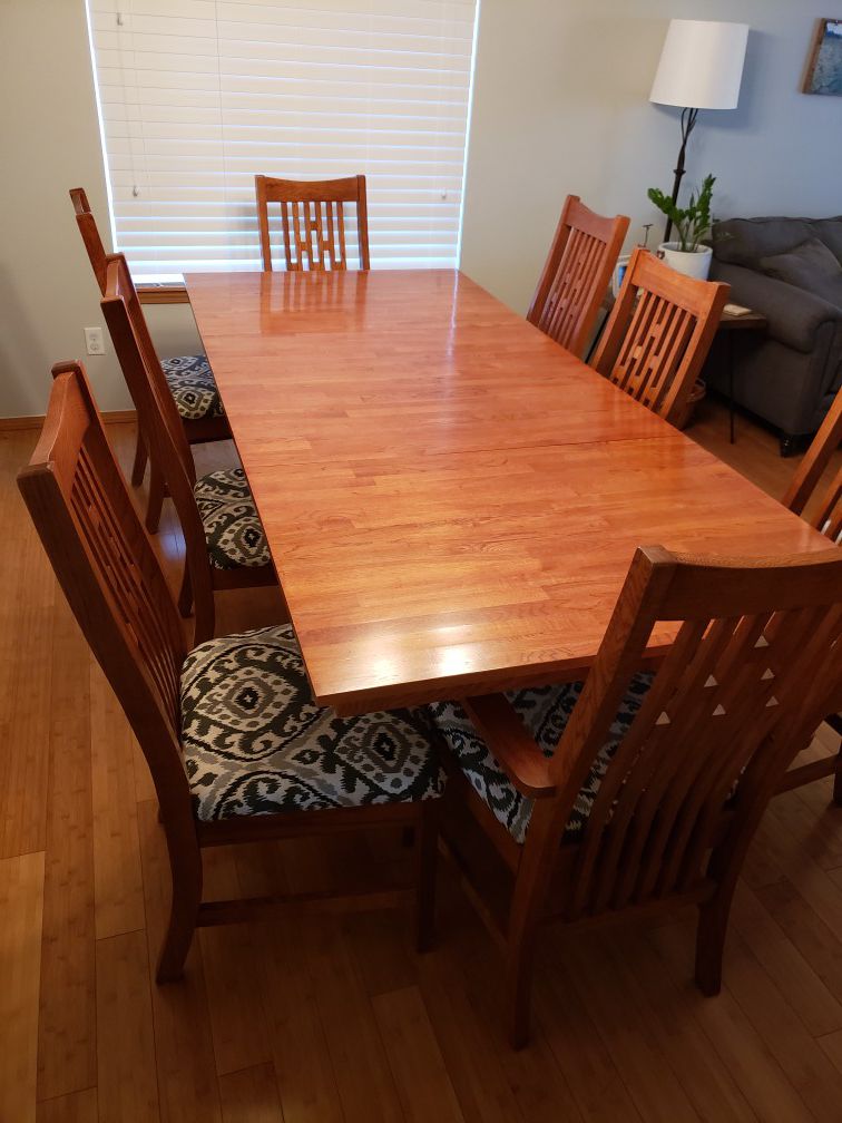 Solid Oak Mission Style Dining Table + Chairs
