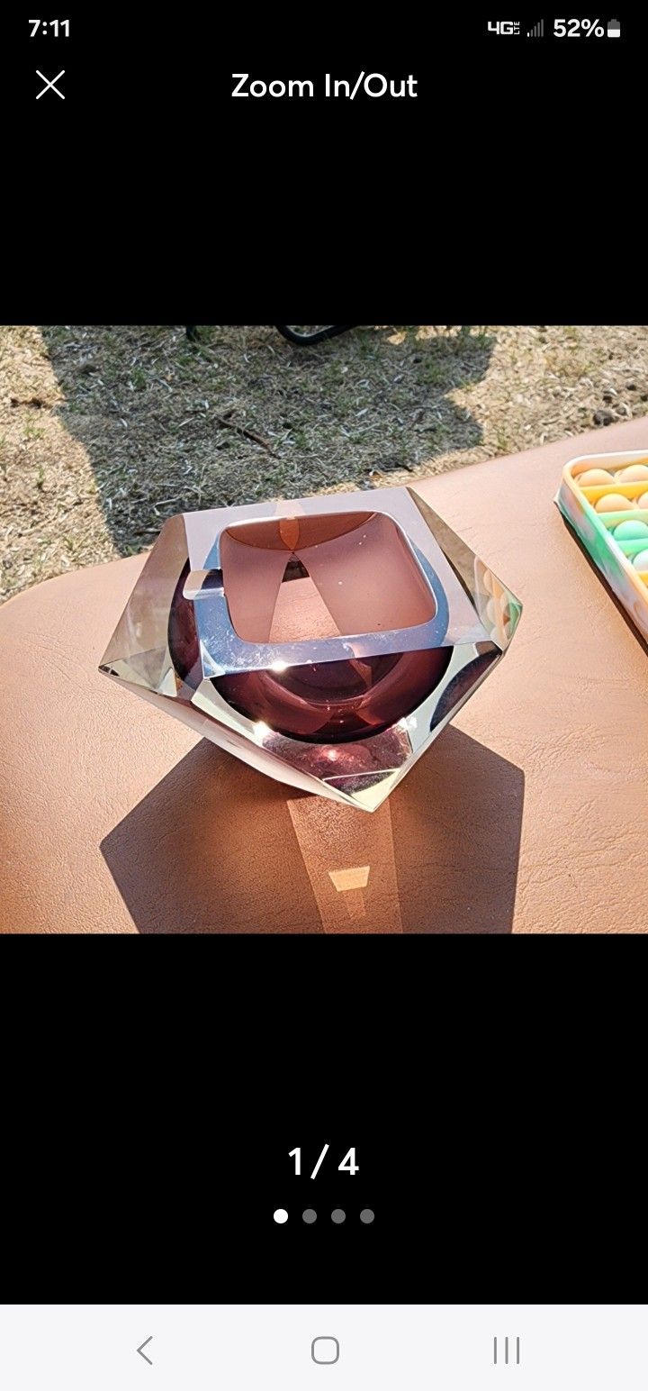 Mid-Century Murano Glass Ashtray or Bowl by Flavio Poli, Faceted Murano Glass
