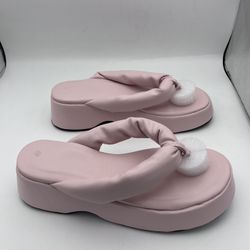 Women’s Platform Wedge Sandals Toe Thong Flip-Flops Slippers Pink Size 9.5
