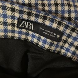 Zara Plaid Mini Skirt With Back Pocket Detail