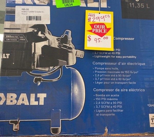 KOBALT LK 3-gallon Electric Air Compressor Q6GJ