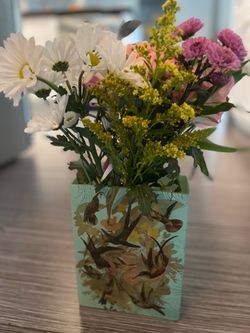 Fringe Studio Glass Vase Hummingbirds